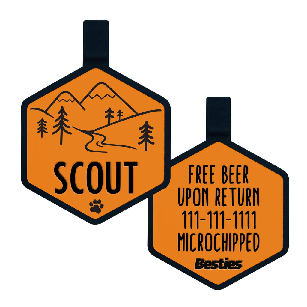 Besties Pets - Mountain Adventure Silicone Dog ID Tag: Sky Blue - Dog.Dog.Cat.