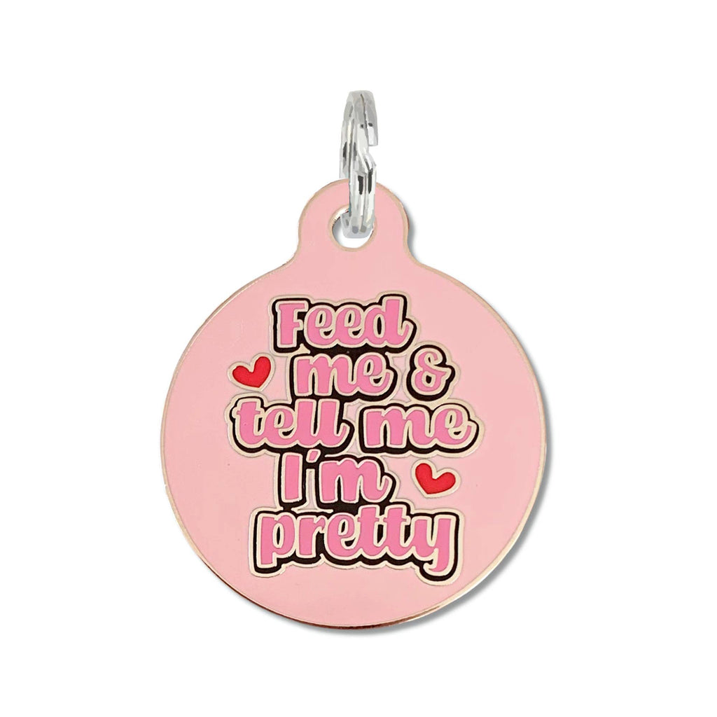 Cute Dog ID Tag w/ Personalized QR Code or Custom Engraving - Tell Me I'm Pretty - Dog.Dog.Cat.