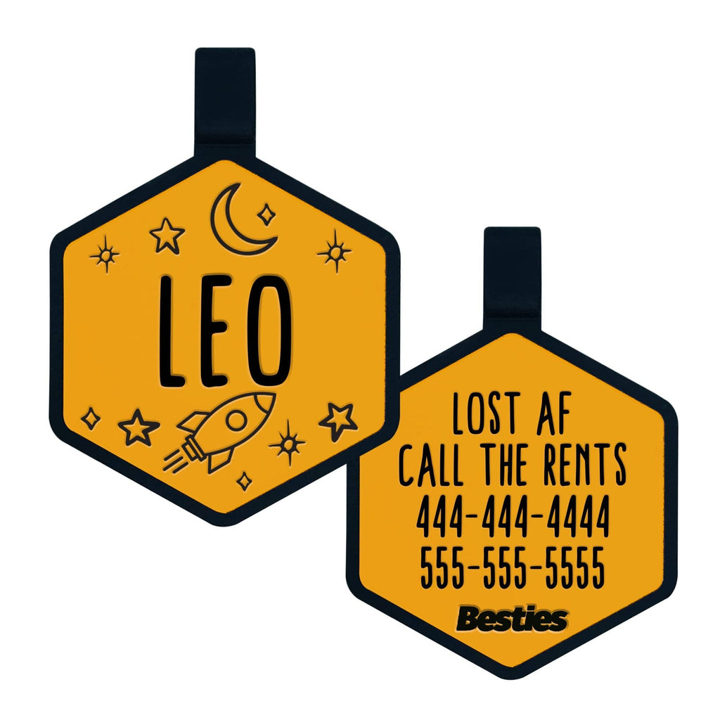 Besties Pets - Space Cadet Silicone Dog ID Tag: Chartreuse - Dog.Dog.Cat.