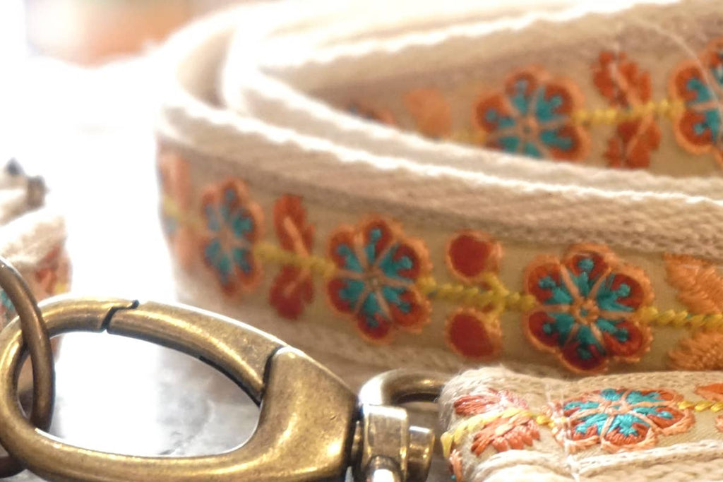 hundsfutter - Fine natural cotton collar for summer with leash - Dog.Dog.Cat.