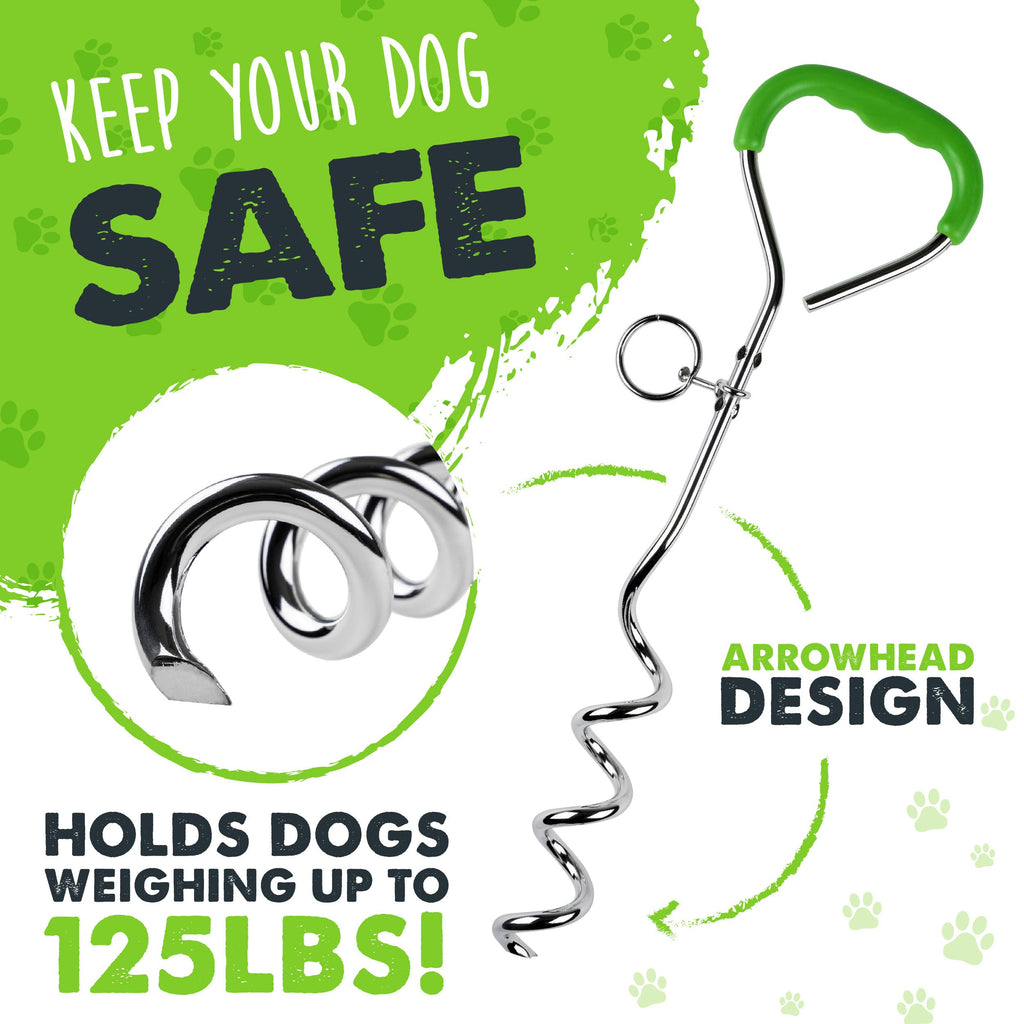 Mighty Paw - Durable Dog Tie Out Stake for Secure Outdoor Play - Dog.Dog.Cat.