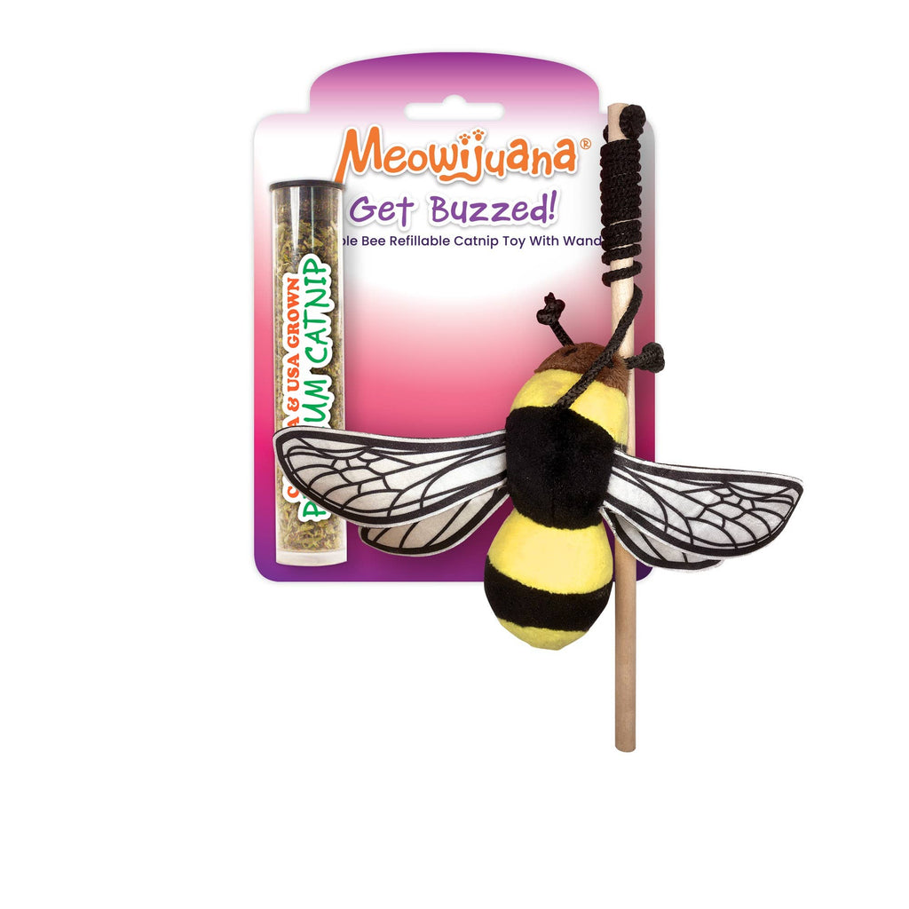 Meowijuana Get Buzzed Bee with Wand Cat Toy - Dog.Dog.Cat.