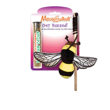 Meowijuana Get Buzzed Bee with Wand Cat Toy - Dog.Dog.Cat.