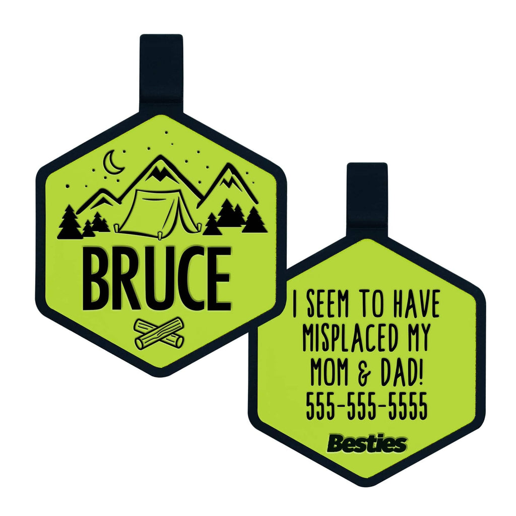 Besties Pets - Happy Camper Silicone Dog ID Tag - Dog.Dog.Cat.