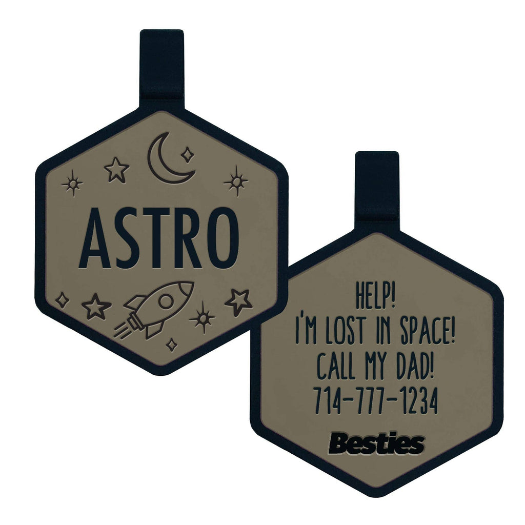 Besties Pets - Space Cadet Silicone Dog ID Tag: Chartreuse - Dog.Dog.Cat.