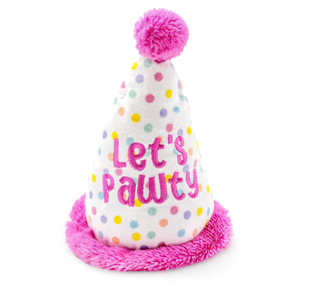 ThoozyPet Birthday Hat Pink Plush Dog Toy 7" - Dog.Dog.Cat.