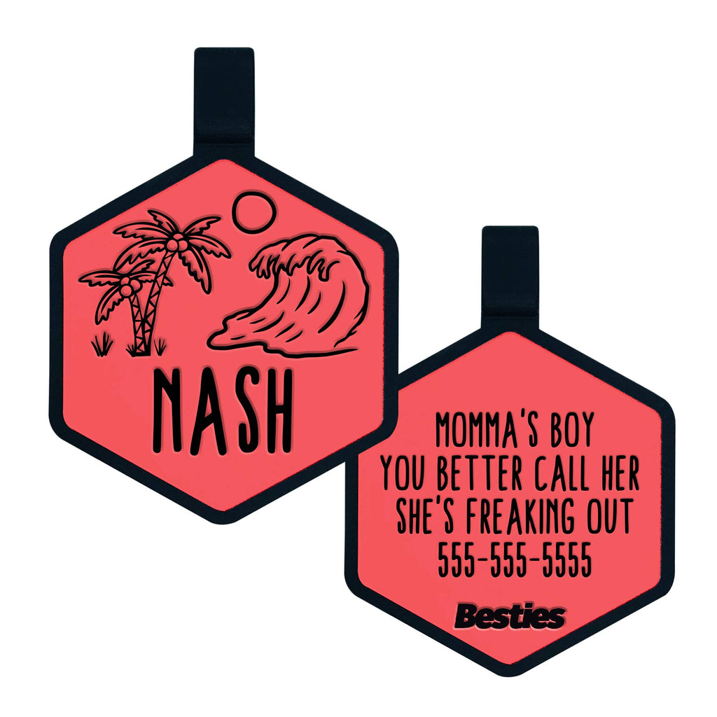 Besties Pets - Life's A Beach Silicone Dog ID Tag - Dog.Dog.Cat.