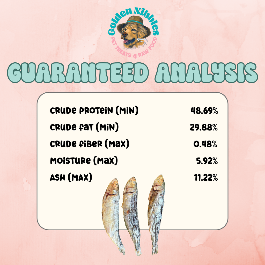 Golden Nibbles - Sardines - 5" to 7" in & Freeze-Dried Treat for Dogs & Cats - Dog.Dog.Cat.