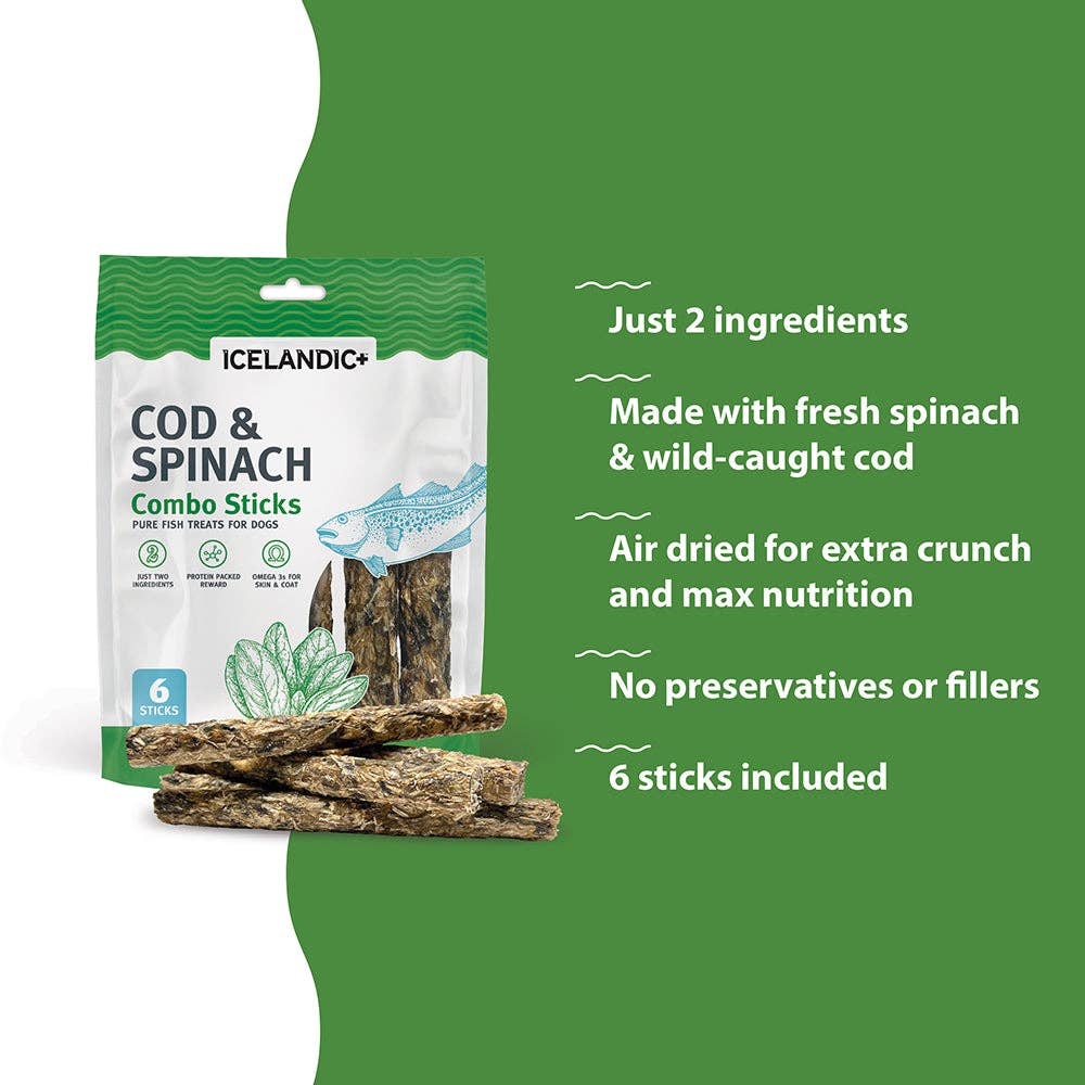 Icelandic+ - Icelandic+ Cod & Spinach Combo Sticks Dog Treats - Dog.Dog.Cat.