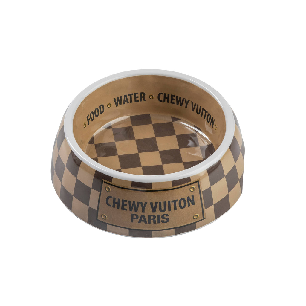 Checker Chewy Vuiton Bowl Dog Bowls  Multiple sizes to choose from. - Dog.Dog.Cat.
