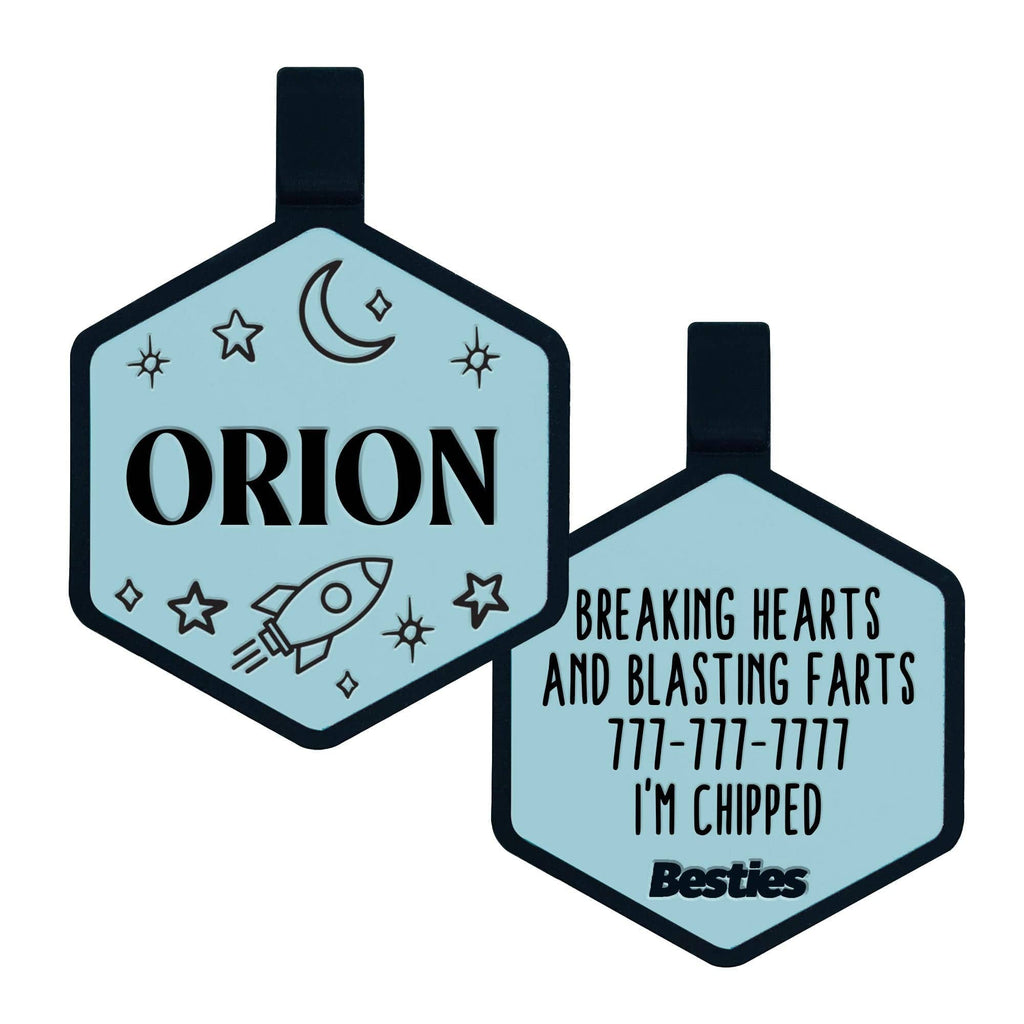 Besties Pets - Space Cadet Silicone Dog ID Tag: Chartreuse - Dog.Dog.Cat.
