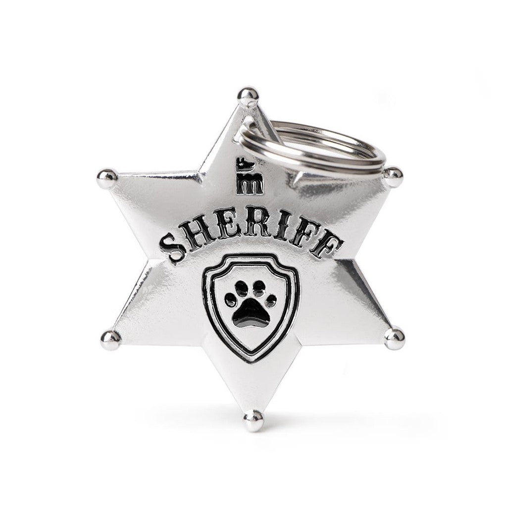 Bronx Sheriff Badge White Bronze ID Tag - MyFamily - Dog.Dog.Cat.