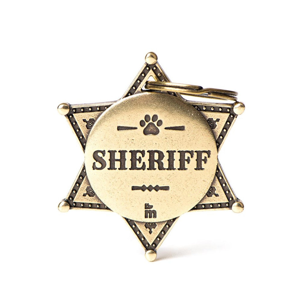 Bronx Sheriff Badge English Brass ID Tag - MyFamily - Dog.Dog.Cat.