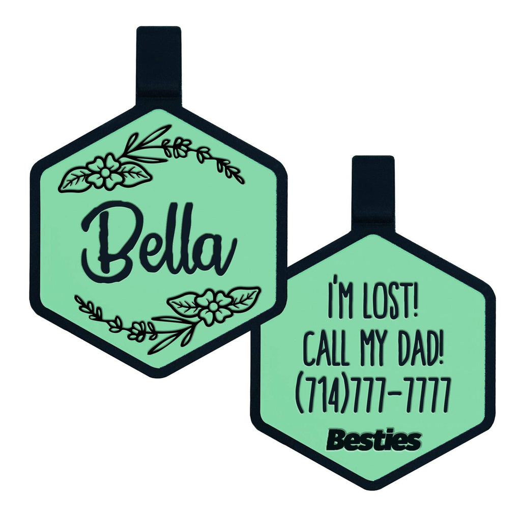 Besties Pets - Blossom Silicone Dog ID Tag - Dog.Dog.Cat.