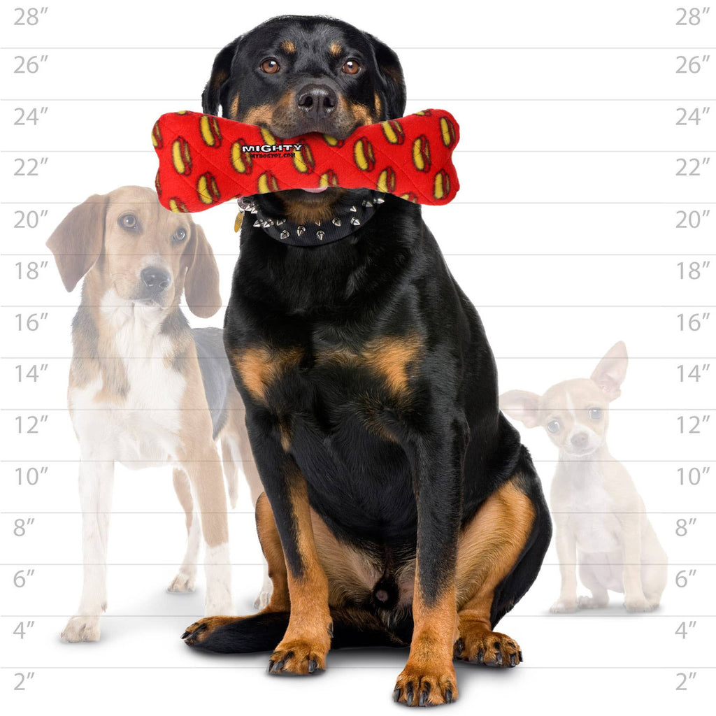 Tuffy Dog Toys - VIP Products - Mighty Bone - Red, Durable, Squeaky Dog Toy, No Stuffing - Dog.Dog.Cat.