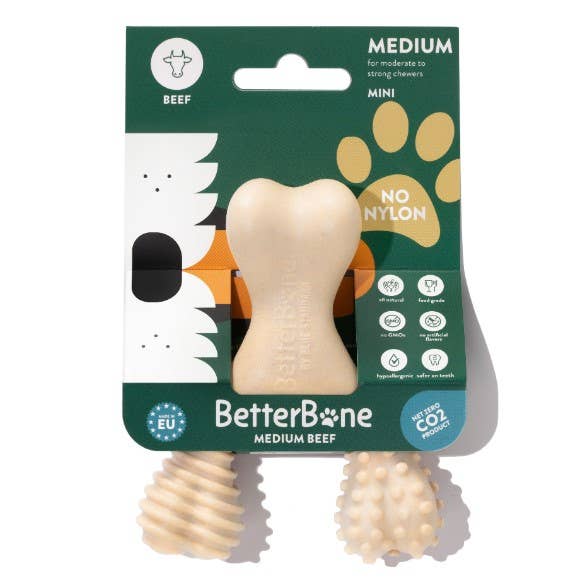 BetterBone Medium Beef Dog Chew Toy for Dogs – Durable and Engaging Chew Toy - Dog.Dog.Cat.
