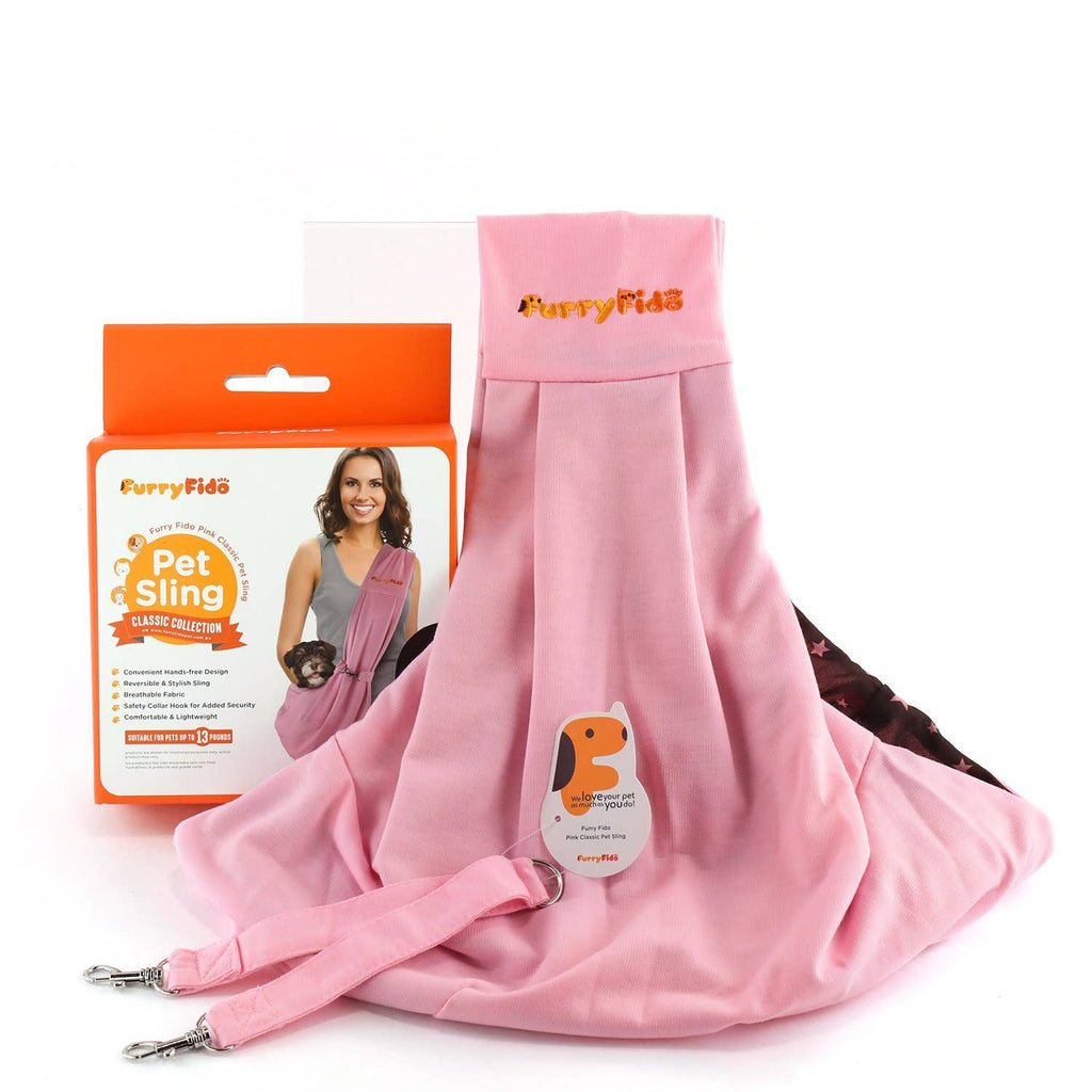 Furry Fido Pet Supplies - Furry Fido Classic Reversible Pet Sling - Pink - Dog.Dog.Cat.