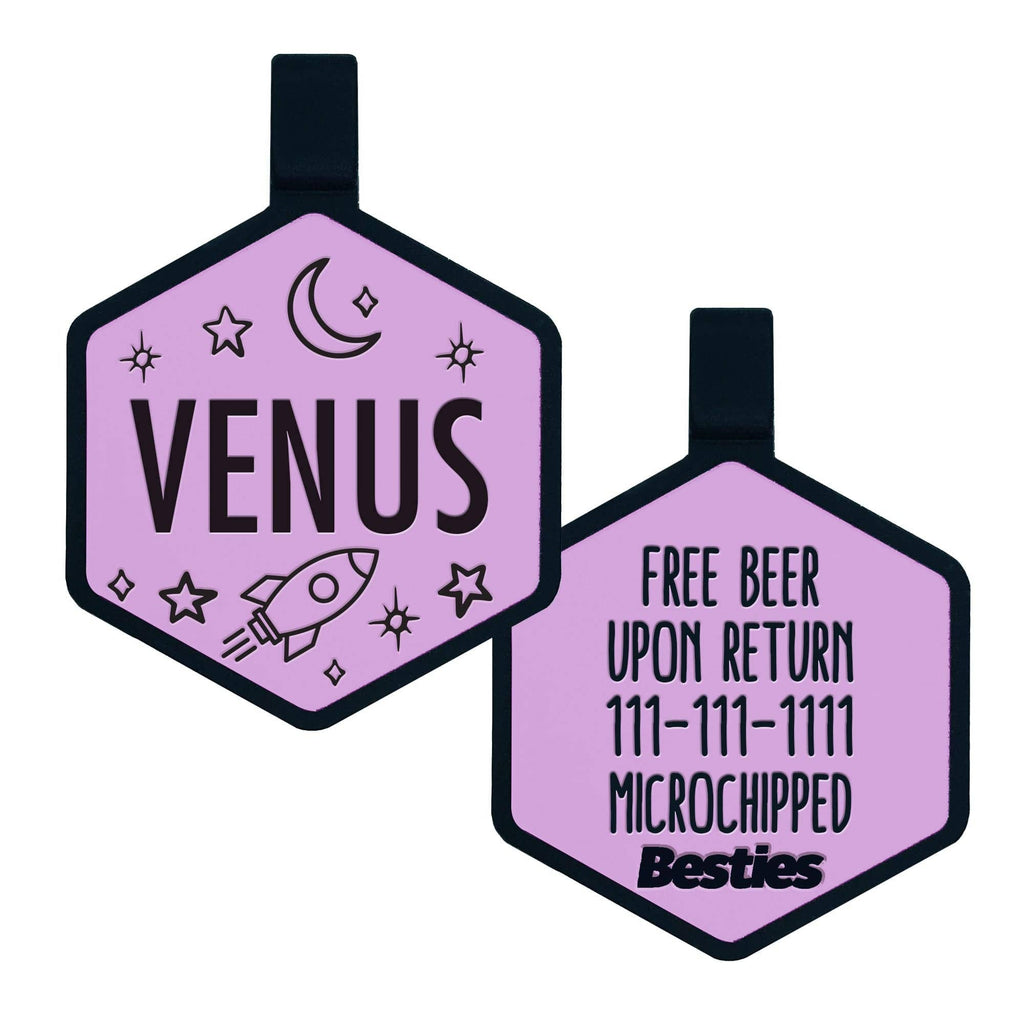 Besties Pets - Space Cadet Silicone Dog ID Tag: Chartreuse - Dog.Dog.Cat.