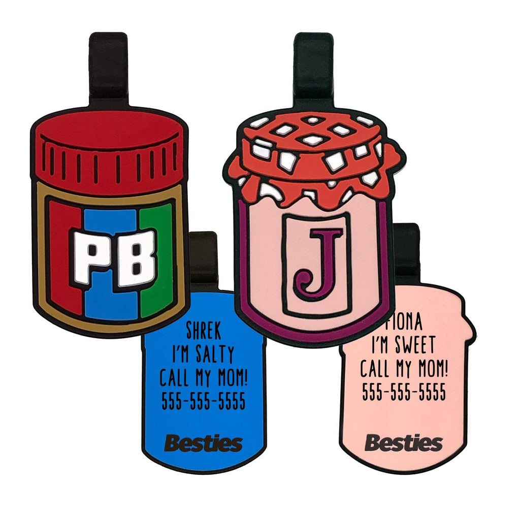 Besties Pets - PB&J BFF Silicone Pet ID Tag Set - Dog.Dog.Cat.