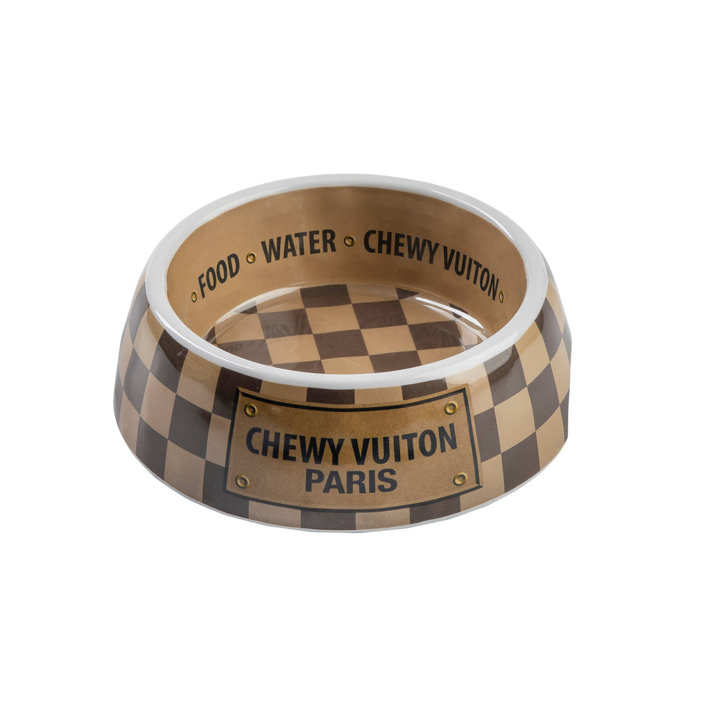 Checker Chewy Vuiton Bowl Dog Bowls  Multiple sizes to choose from. - Dog.Dog.Cat.