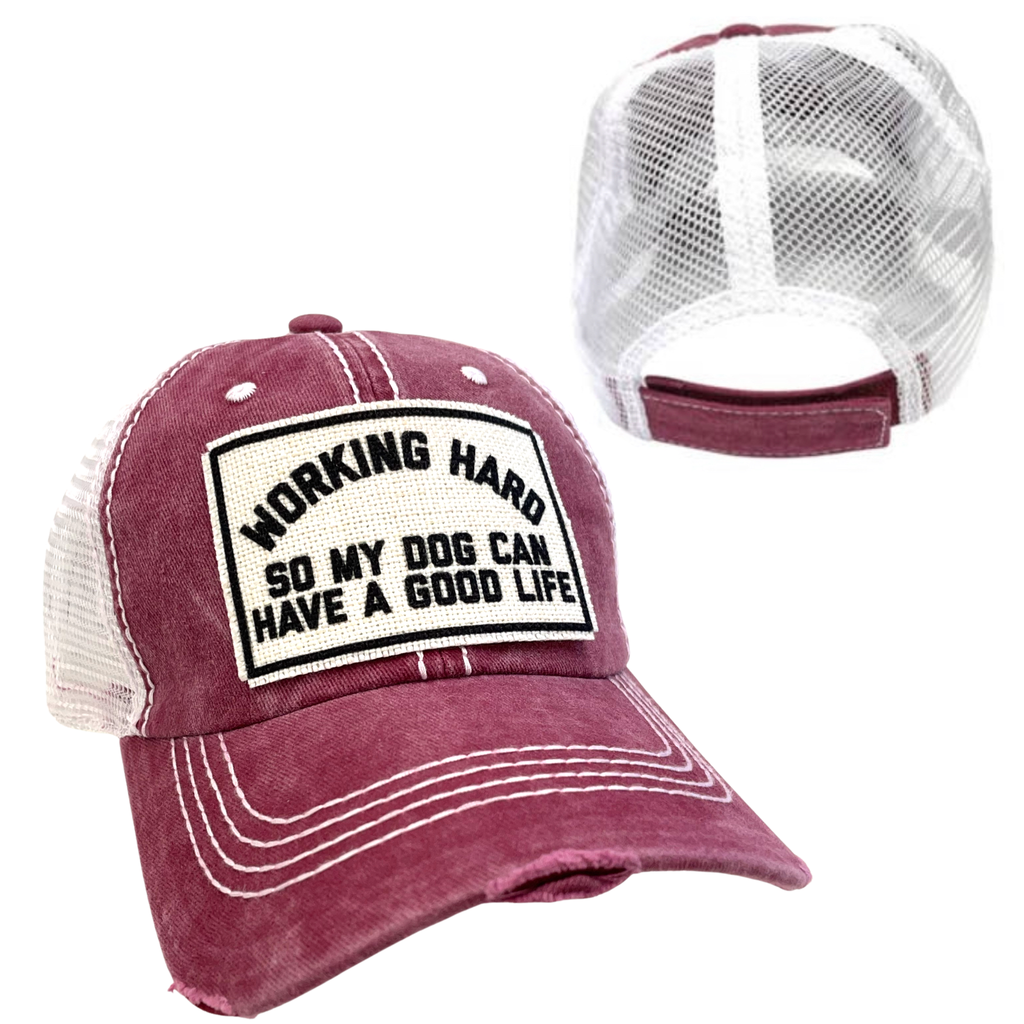 WORKING HARD FOR MY DOG | UNISEX HAT | DISTRESSED - Dog.Dog.Cat.