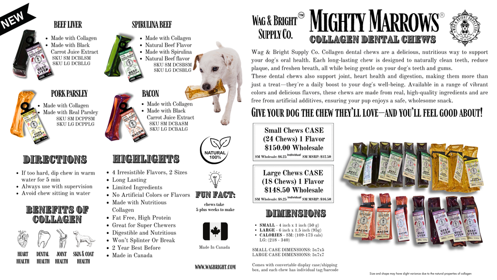 Mighty Marrows Collagen Dental Chew - Beef Liver - SM/LG - Dog.Dog.Cat.