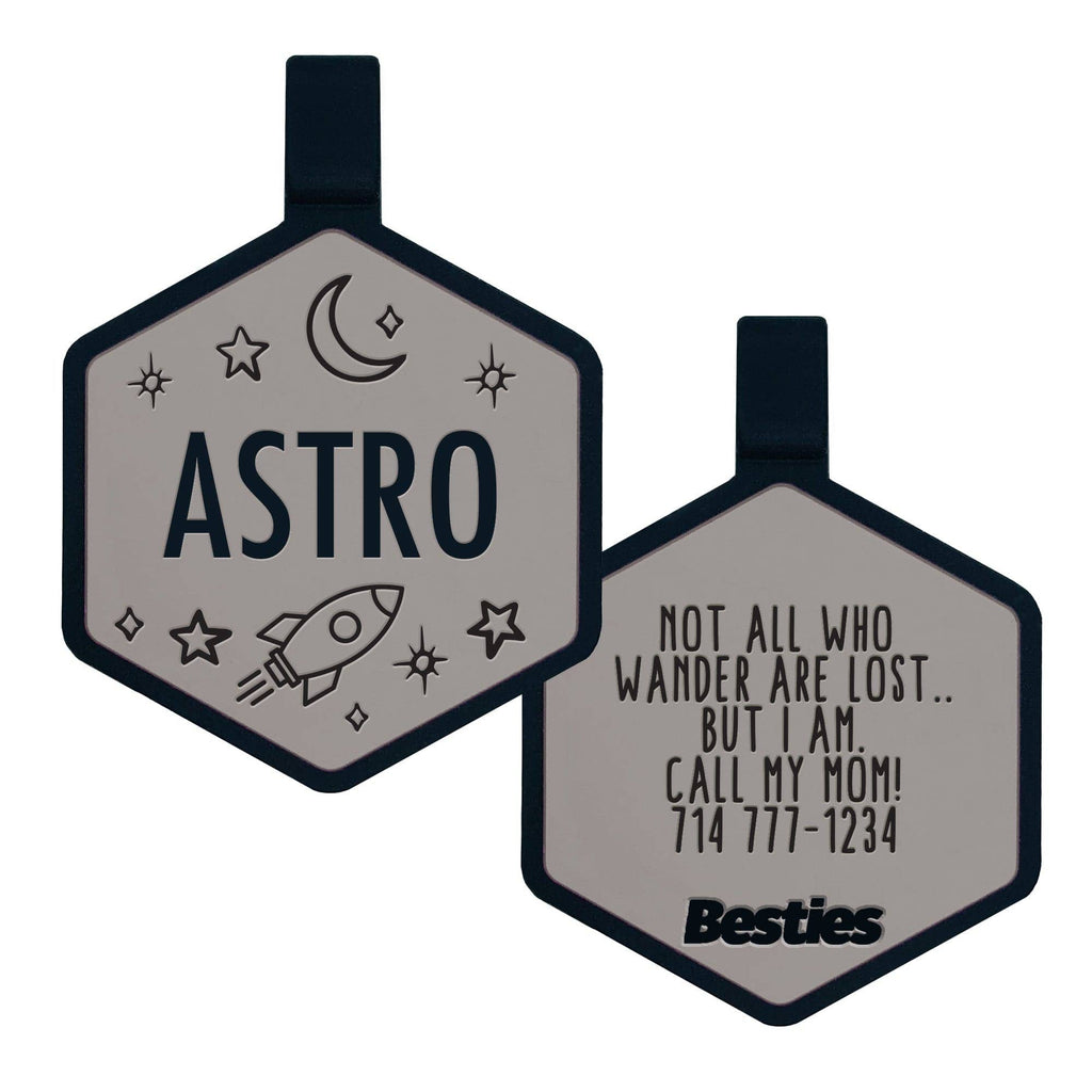 Besties Pets - Space Cadet Silicone Dog ID Tag: Chartreuse - Dog.Dog.Cat.