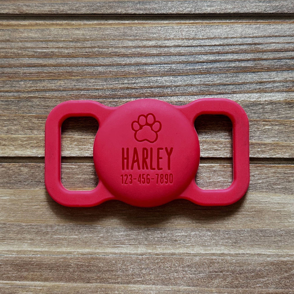 Besties Pets - Paw Silicone Pet AirTag Holder - Personalized - Dog.Dog.Cat.
