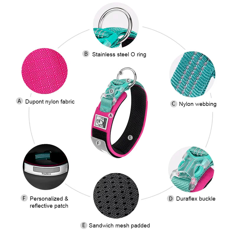 True Love Dog Collar TLC5611 - Coral Pink, Olive Green, Orange Ochre - Dog.Dog.Cat.