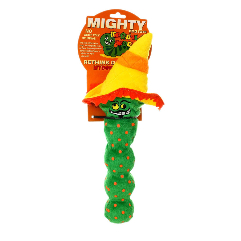 Mighty Tequila Worm - Green, Squeaky Dog Toy, No Stuffing - Dog.Dog.Cat.