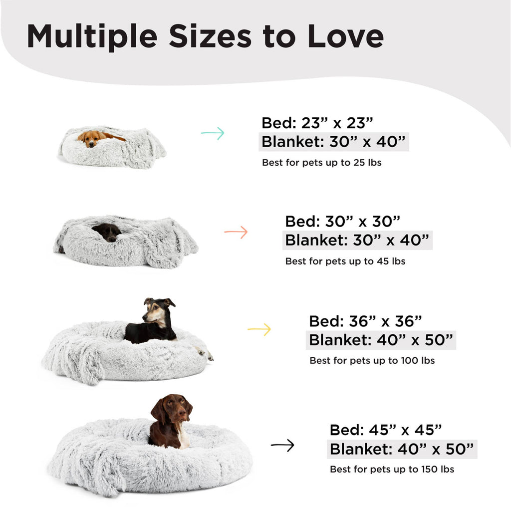 Donut Shag Bundle Bed and Blanket Frost 36"x36" - Dog.Dog.Cat.