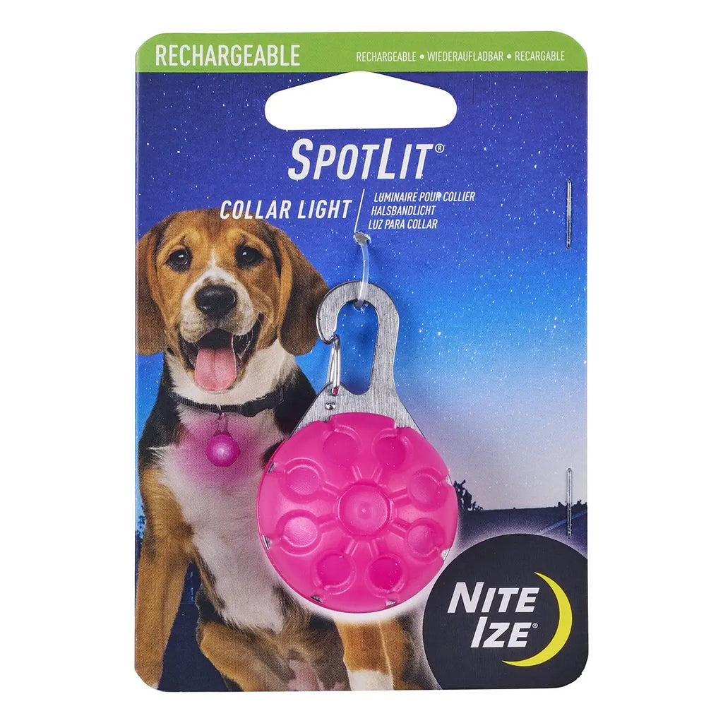 Nite Ize SpotLit® Rechargeable Collar Light - Pink - Dog.Dog.Cat.