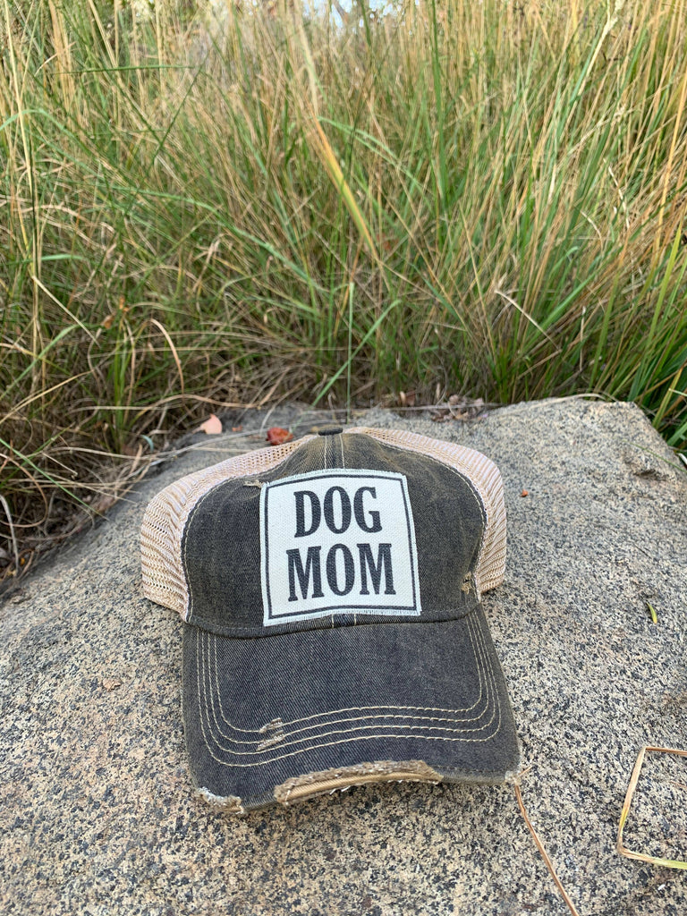 Dog Mom Distressed Trucker Hat Baseball Cap - Dog.Dog.Cat.