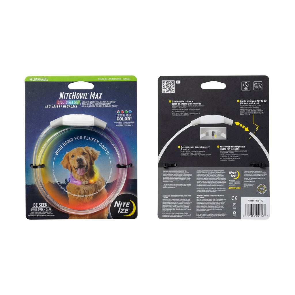 Nite Ize NiteHowl Max Rechargeable LED Safety Necklace Disco - Dog.Dog.Cat.