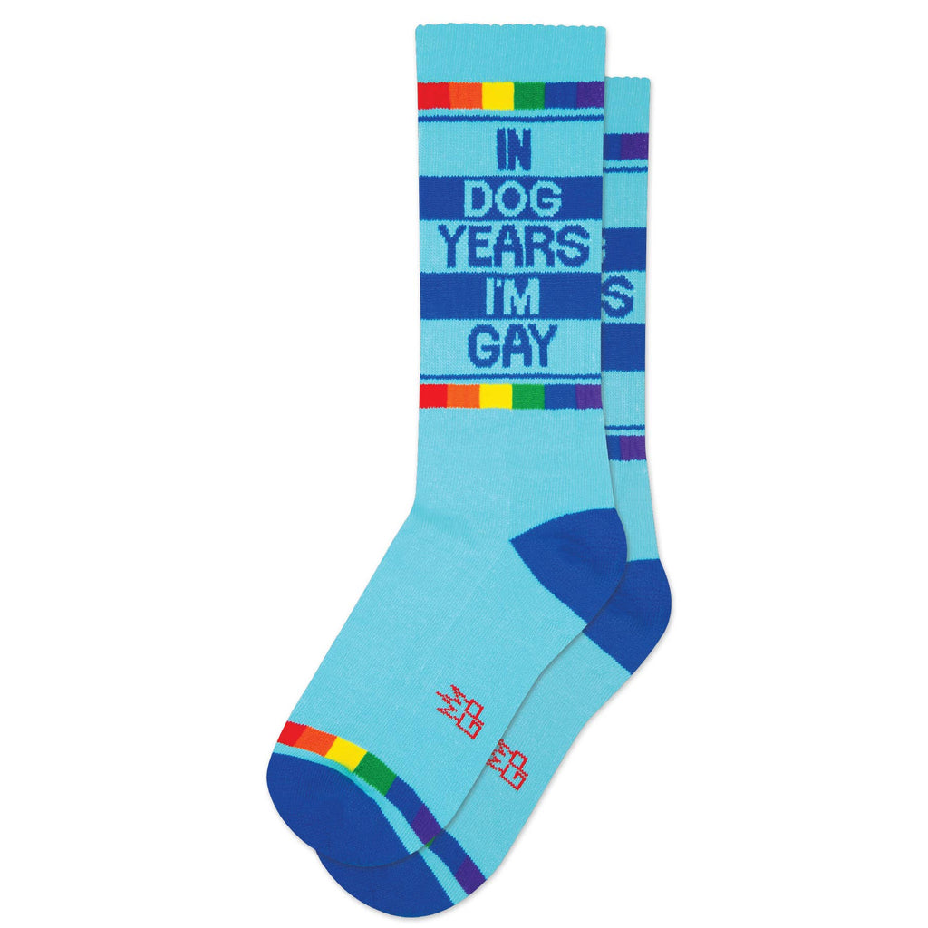 In Dog Years I'm Gay Gym Crew Socks - Dog.Dog.Cat.
