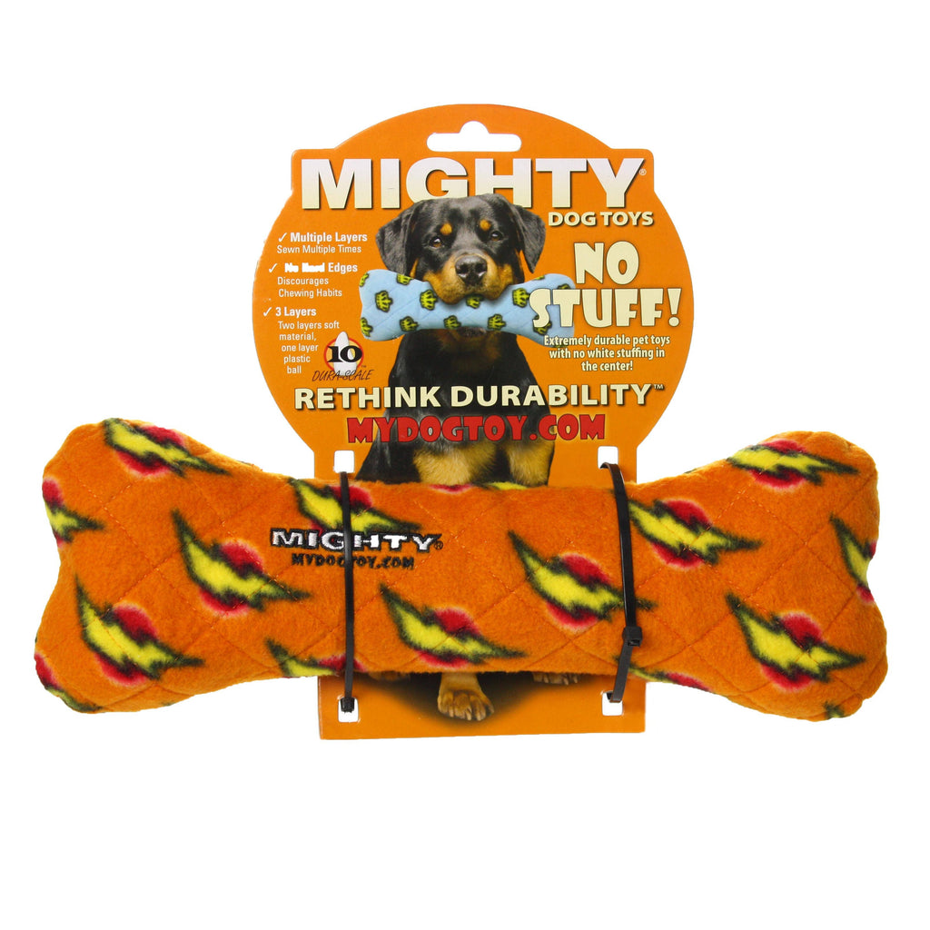Tuffy Dog Toys - VIP Products - Mighty Bone - Orange, Durable, Squeaky Dog Toy, No Stuffing - Dog.Dog.Cat.
