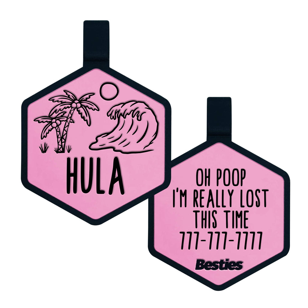 Besties Pets - Life's A Beach Silicone Dog ID Tag - Dog.Dog.Cat.