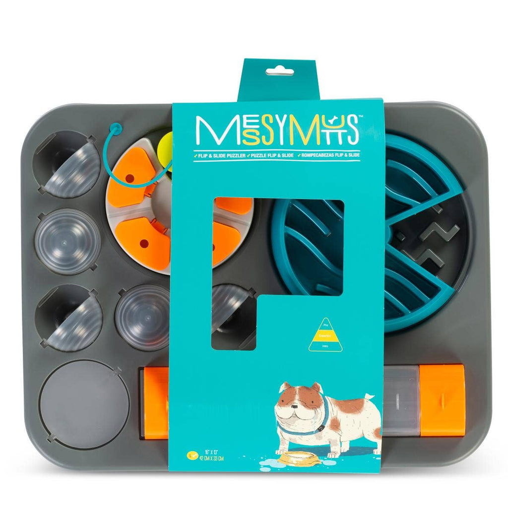 Messy Mutts Flip'n Slide Puzzler, Large, 16.5" x 13", Grey - Dog.Dog.Cat.