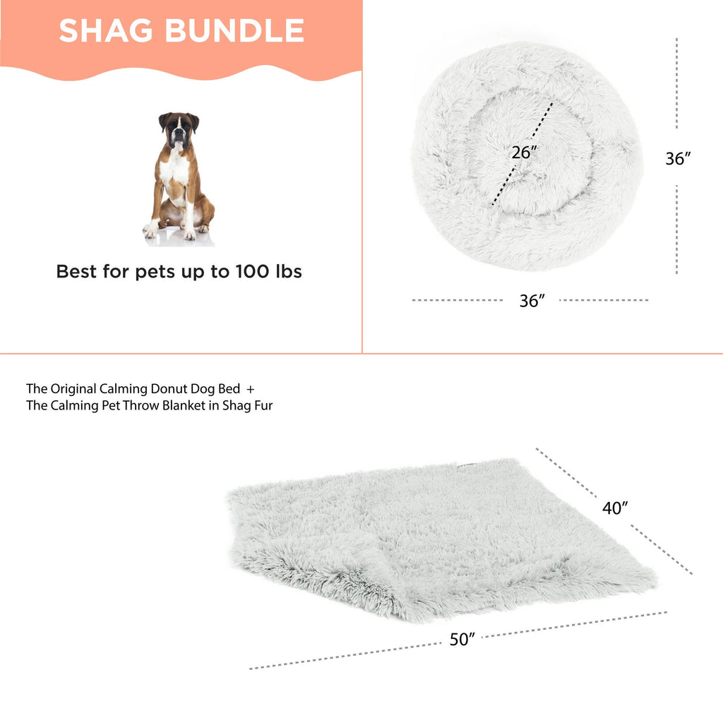 Donut Shag Bundle Bed and Blanket Frost 36"x36" - Dog.Dog.Cat.