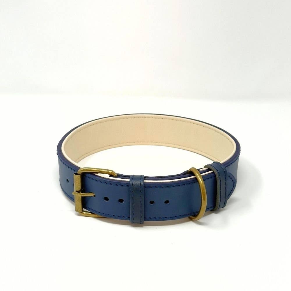 CustomFit – Soft Padded Blue Leather Dog Collar - Dog.Dog.Cat.