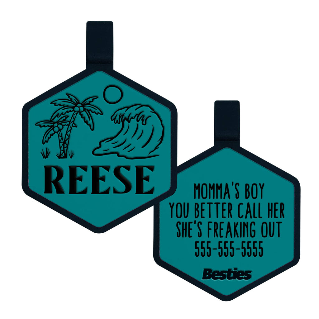 Besties Pets - Life's A Beach Silicone Dog ID Tag - Dog.Dog.Cat.
