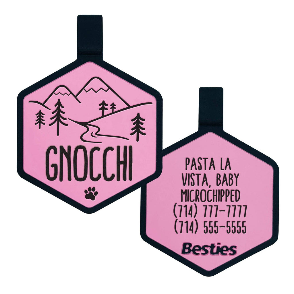 Besties Pets - Mountain Adventure Silicone Dog ID Tag - Dog.Dog.Cat.