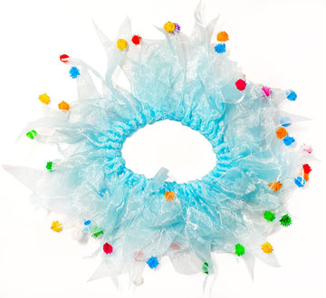 Multipet Party Pom Pom Collar Blue Large - Dog.Dog.Cat.