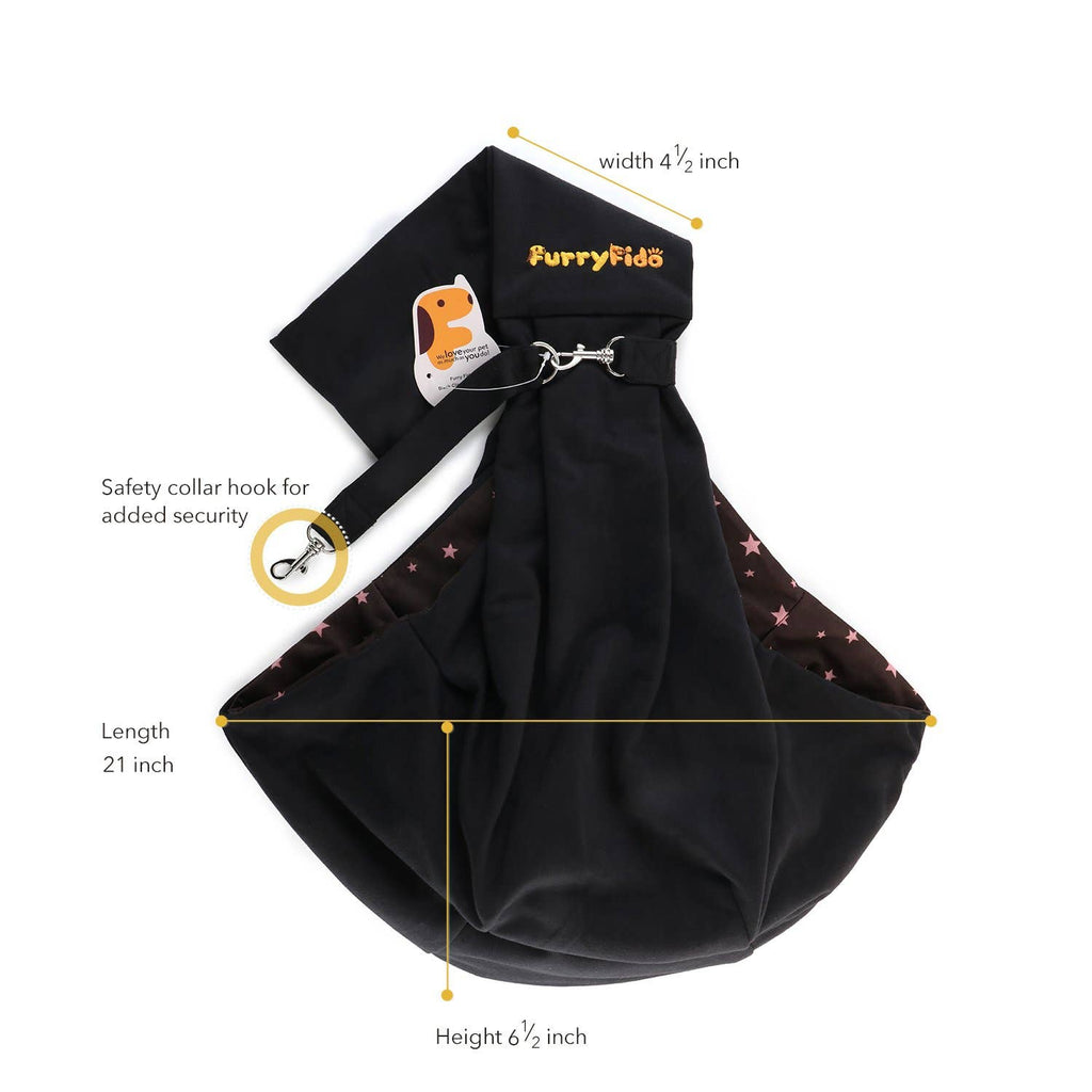 Furry Fido Pet Supplies - Furry Fido Classic Pet Sling - Black - Dog.Dog.Cat.