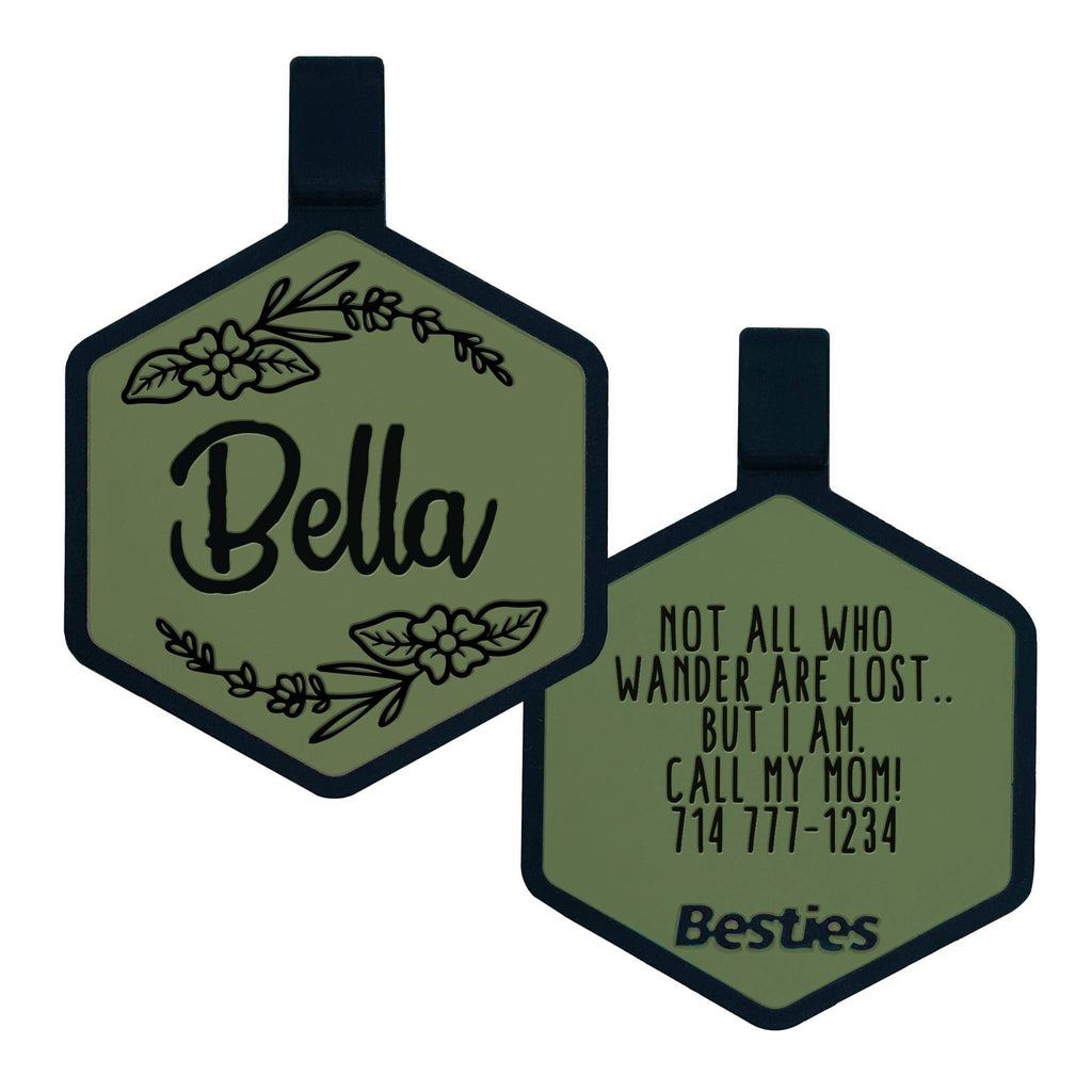 Besties Pets - Blossom Silicone Dog ID Tag - Dog.Dog.Cat.
