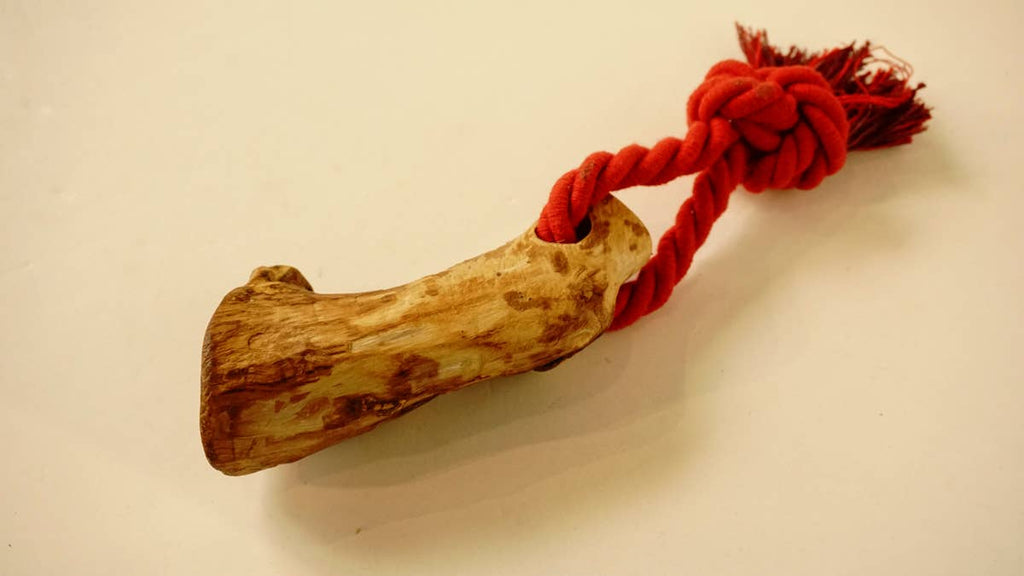 hundsfutter - Olive wood teether with cotton cord - Dog.Dog.Cat.