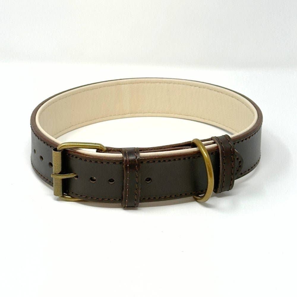 CustomFit – Soft Padded Brown Leather Dog Collar - Dog.Dog.Cat.