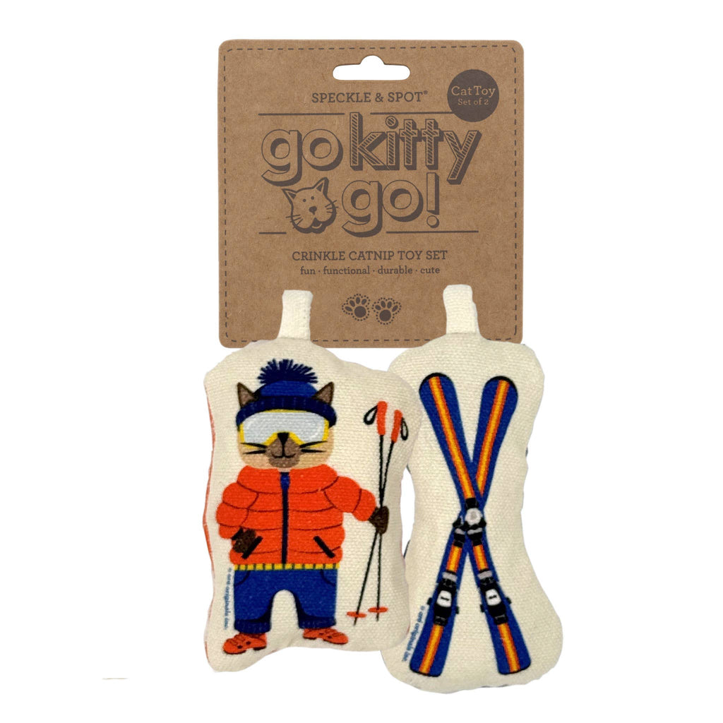 Speckle and Spot by Ore’ Originals - Go Kitty Go Cat Toy Set | Ski Kitty - Dog.Dog.Cat.