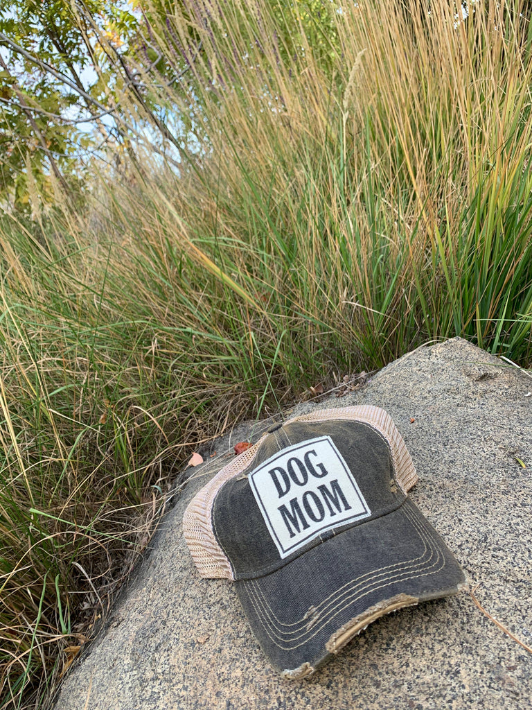 Dog Mom Distressed Trucker Hat Baseball Cap - Dog.Dog.Cat.