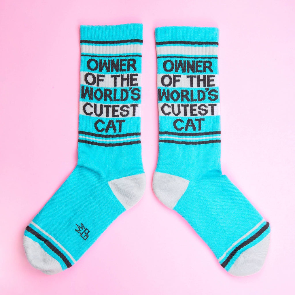 Owner Of The World's Cutest Cat Gym Crew Socks - Dog.Dog.Cat.